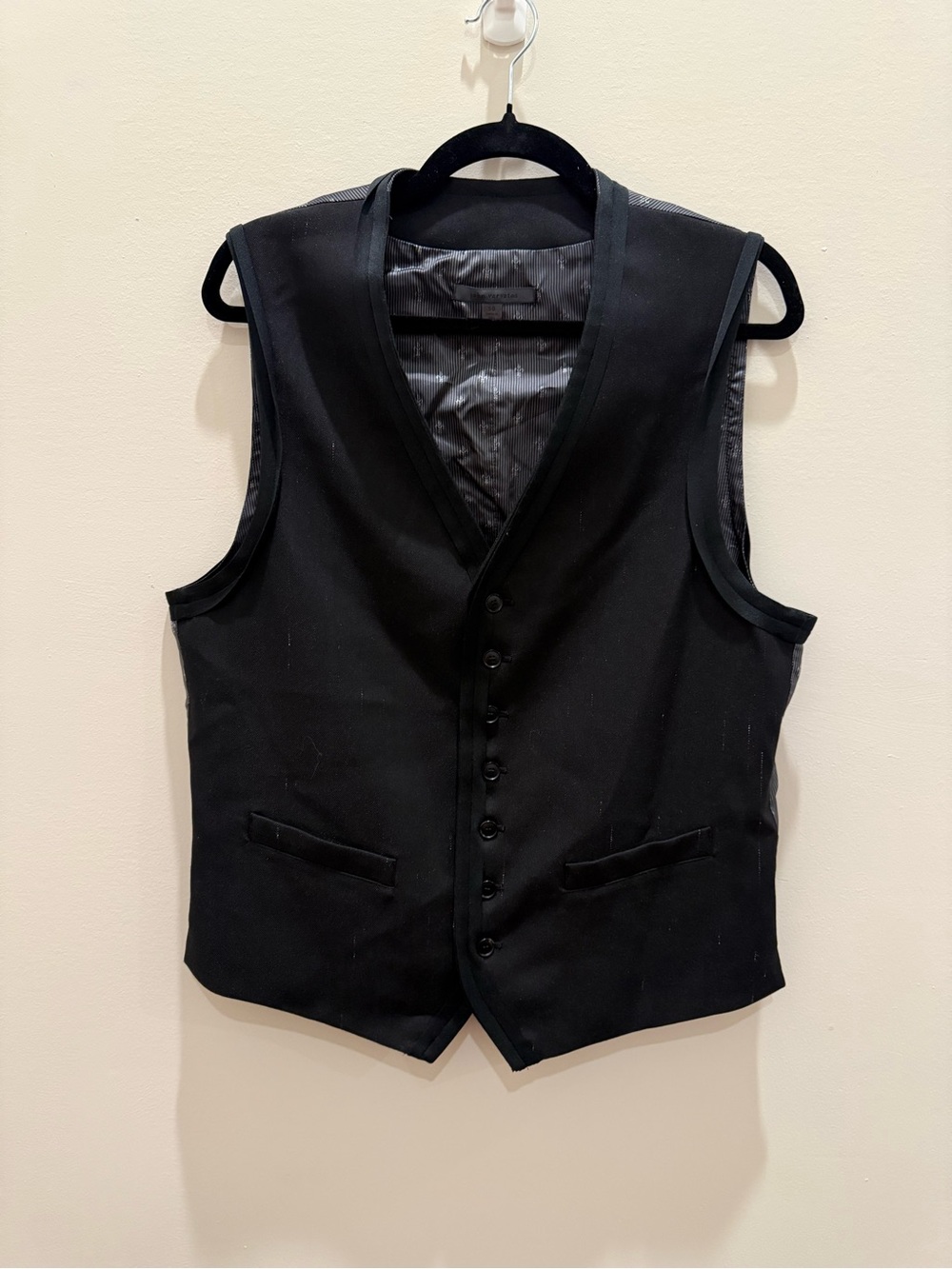 John Varvatos Men’s Wool Blend Black Vest - Size 50 - Medium